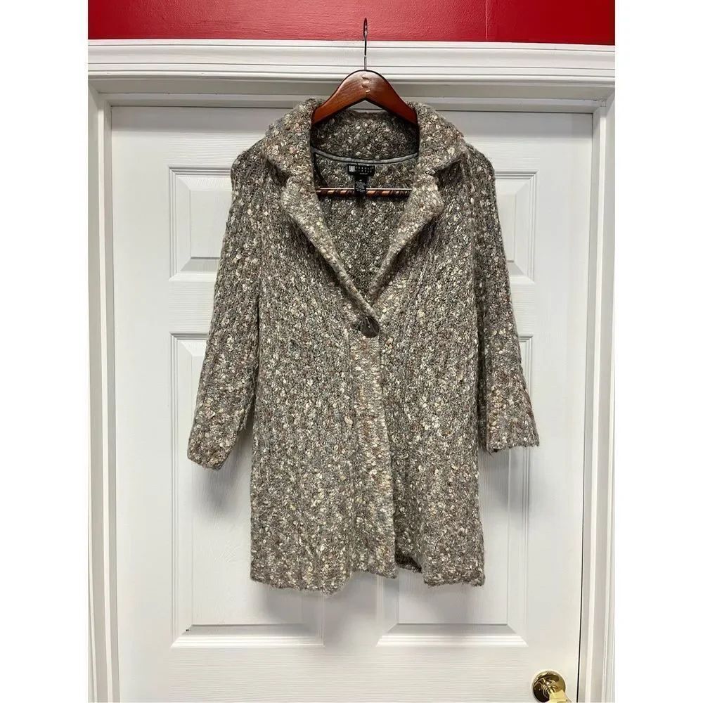 Carole Little Tan Loopy Knit Long Cardigan Jacket sz 1X